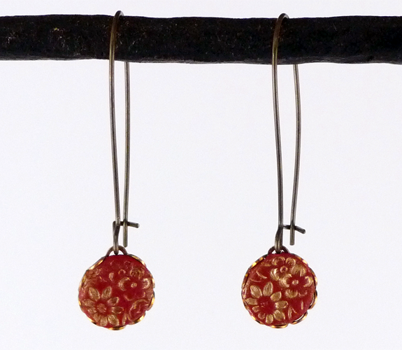 Red Clay & Brass Earrings